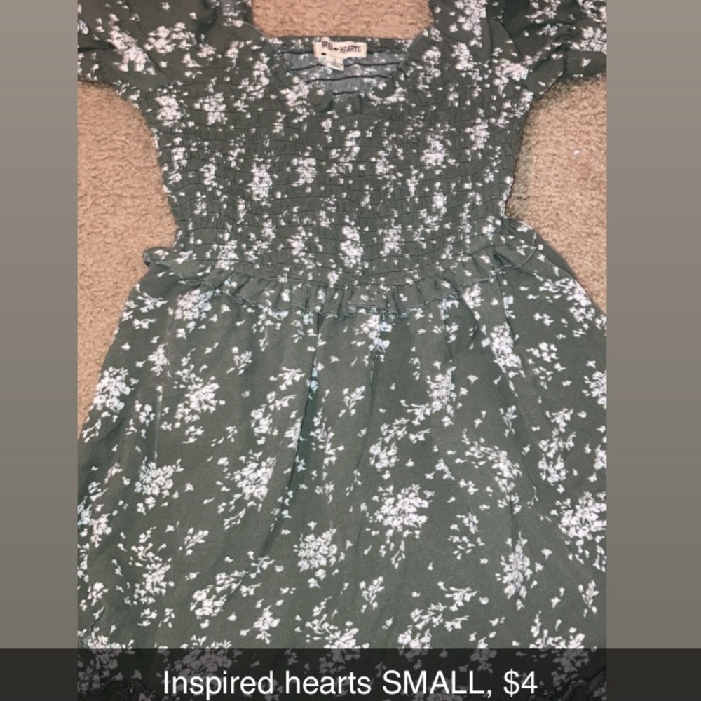 Inspired Hearts Green Smocked Sundress with Flutter Cap Sleeves